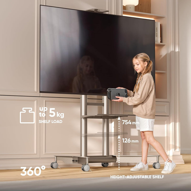 Mobile TV Stand on Wheels for 32”-75” Screen