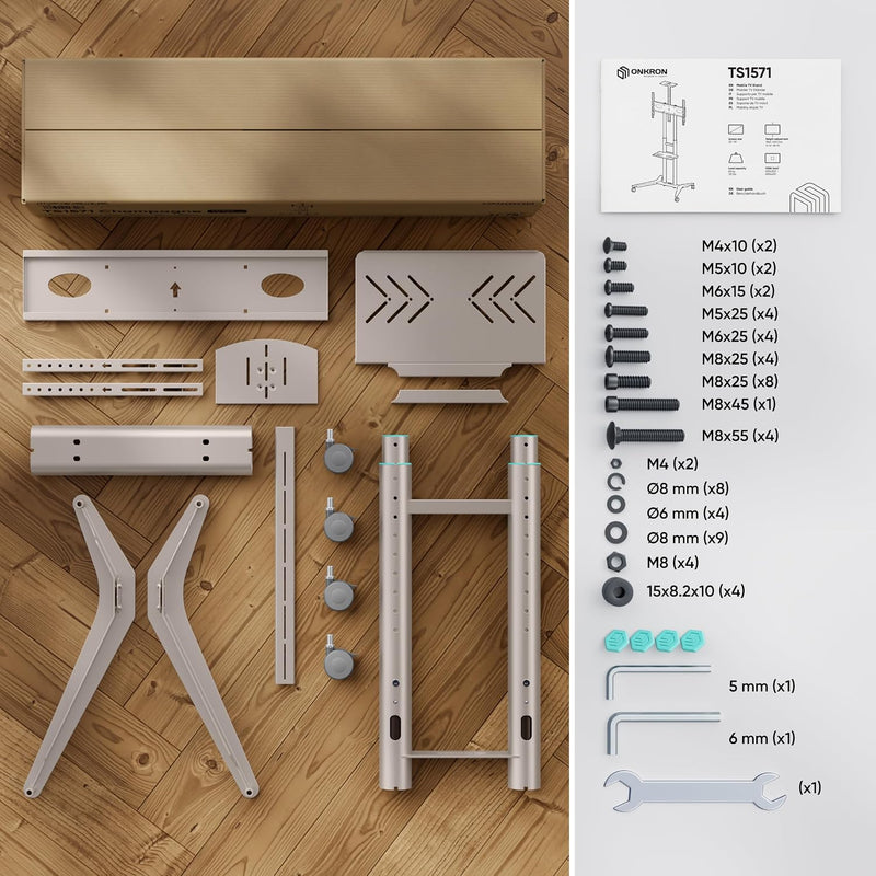 Mobile TV Stand on Wheels for 32”-75” Screen