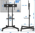 Mobile TV Stand on Wheels for 32-80 Inch