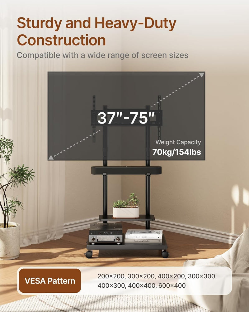 Mobile TV Stand with Pegboard Kit for 37-75