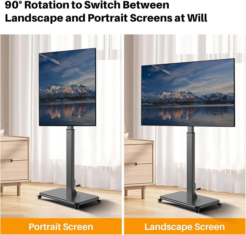 Rolling TV Stand for 42-75" Tvs Hand Crank
