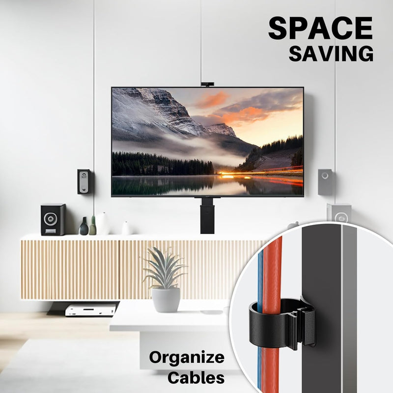 Rolling TV Stand for 42-75" Tvs Hand Crank