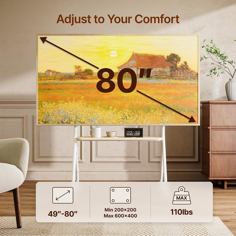 Mobile TV Stand on Wheels for 49–80 Inch