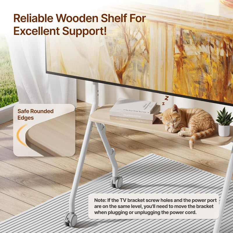 Mobile TV Stand on Wheels for 49–80 Inch