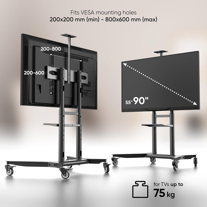 Mobile TV Stand on Wheels for 55"-90" Screen