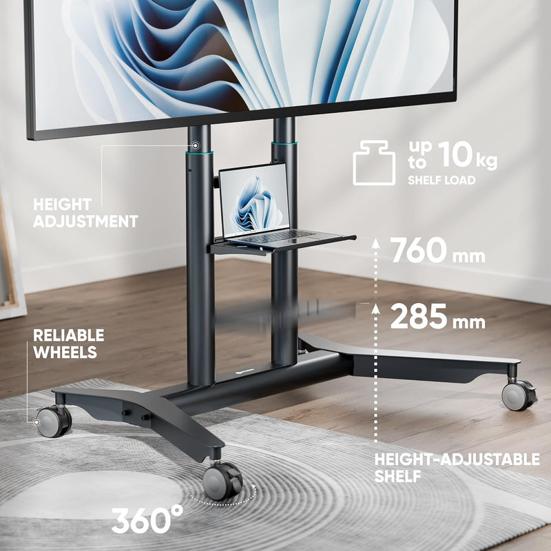 Mobile TV Stand on Wheels for 55"-90" Screen