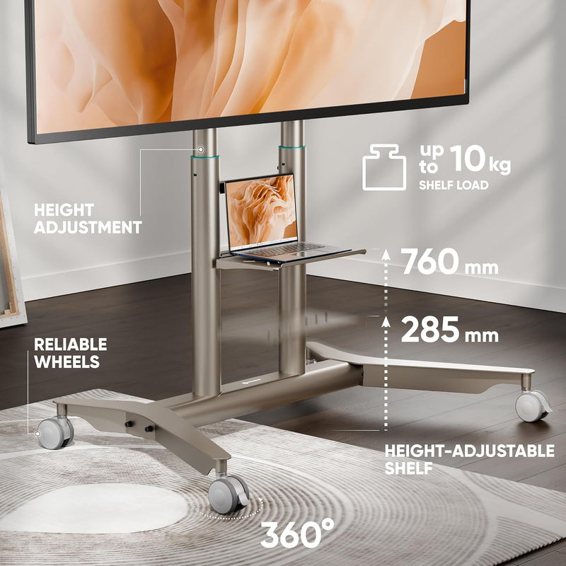 Mobile TV Stand on Wheels for 55"-90" Screen