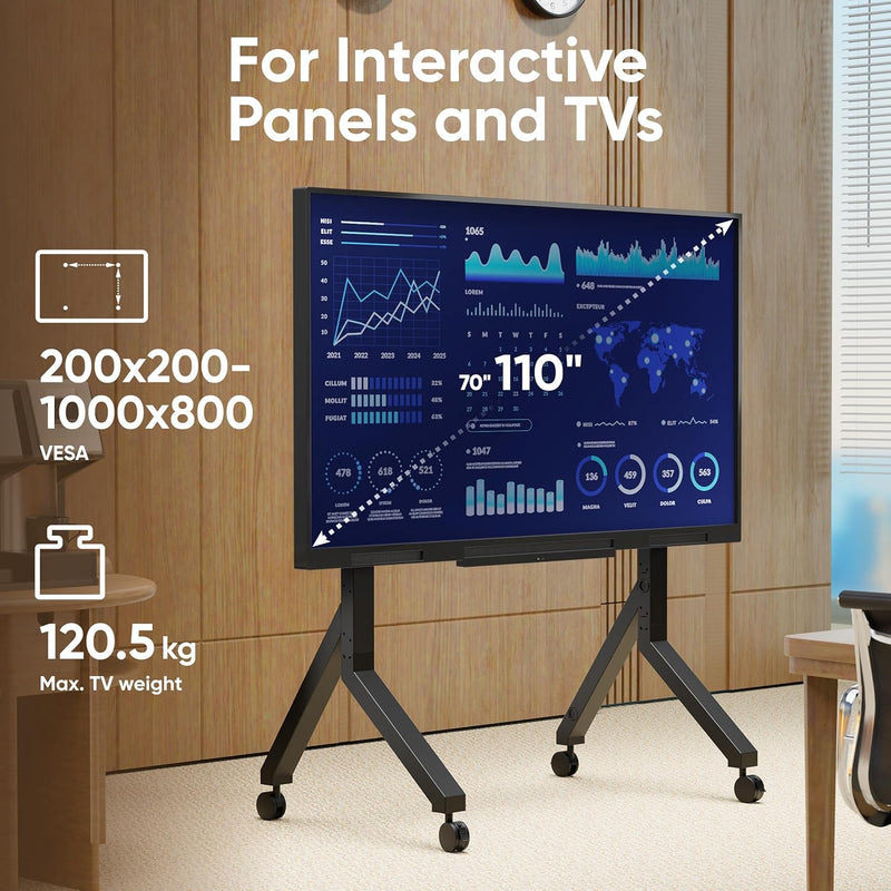 Mobile TV Stand on Wheels for 70" 110