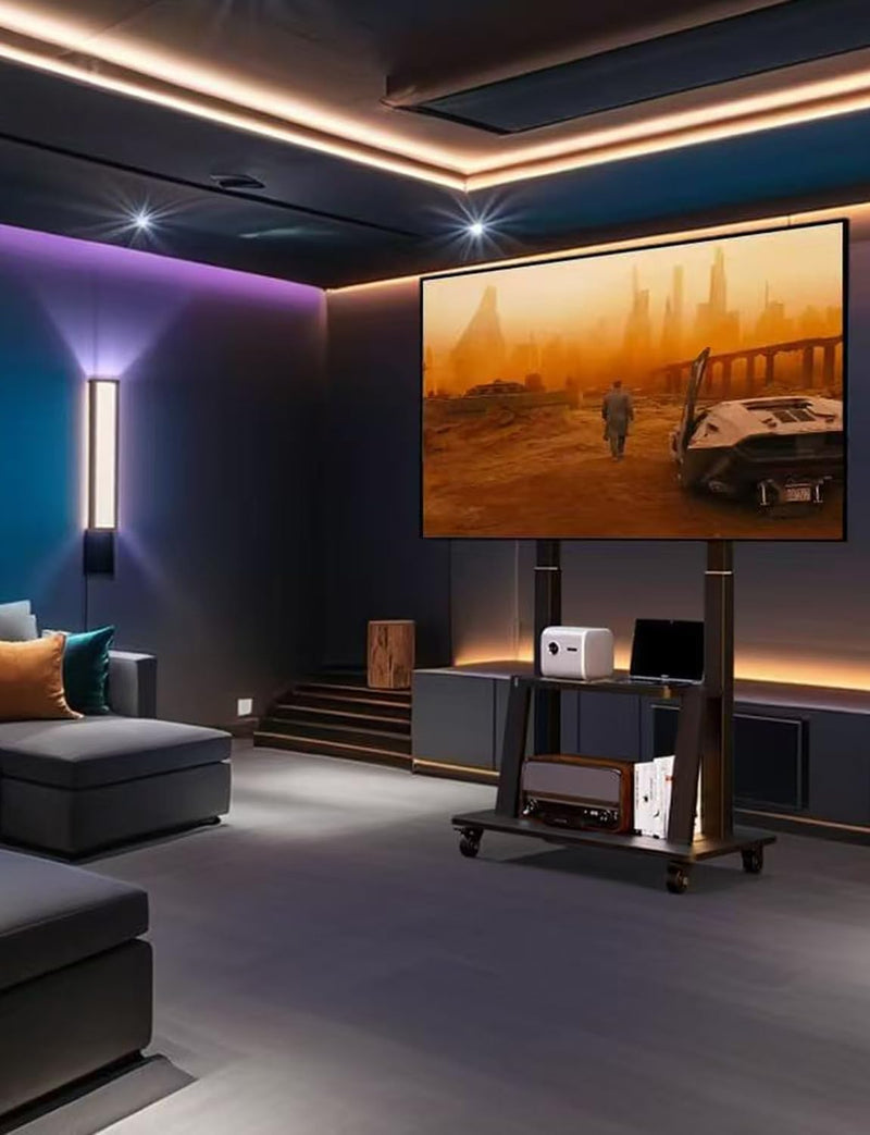 Mobile TV Stand on Wheels Large Screen Bracket