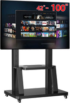 Mobile TV Stand on Wheels Large Screen Bracket