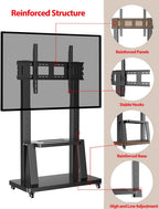 Mobile TV Stand on Wheels Large Screen Bracket