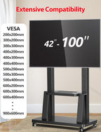 Mobile TV Stand on Wheels Large Screen Bracket