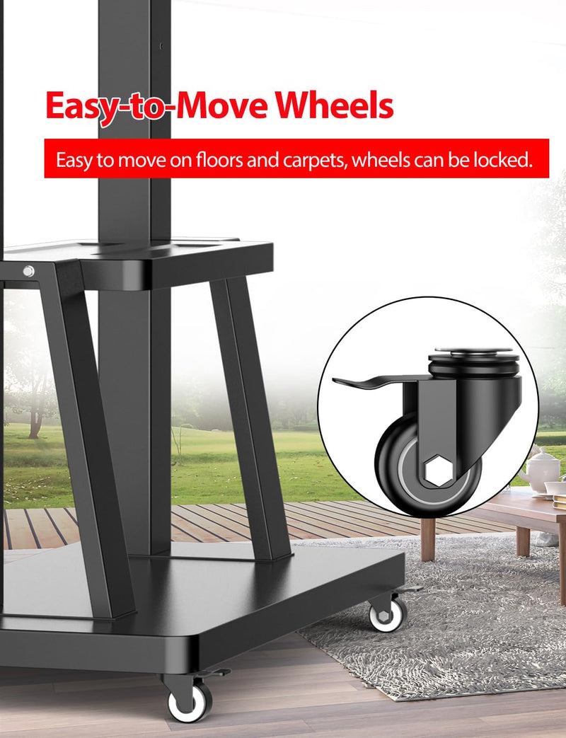 Mobile TV Stand on Wheels Large Screen Bracket