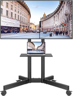 Mobile TV Stand on Wheels Tilt Height Adjustable