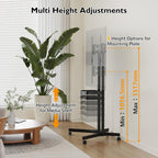 Mobile TV Stand on Wheels Tilt Height Adjustable