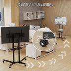 Mobile TV Stand on Wheels Tilt Height Adjustable