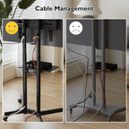Mobile TV Stand on Wheels Tilt Height Adjustable
