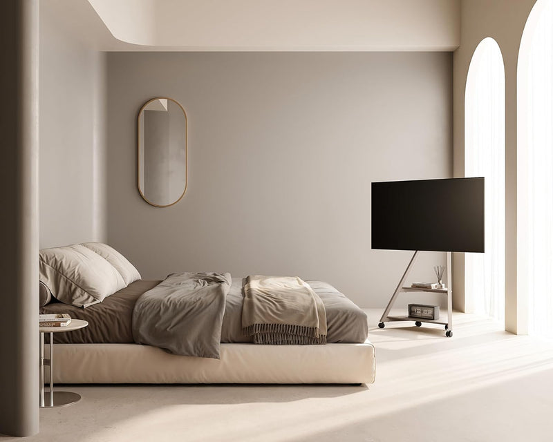 Mobile TV Stand on Wheels with 2 Shelves