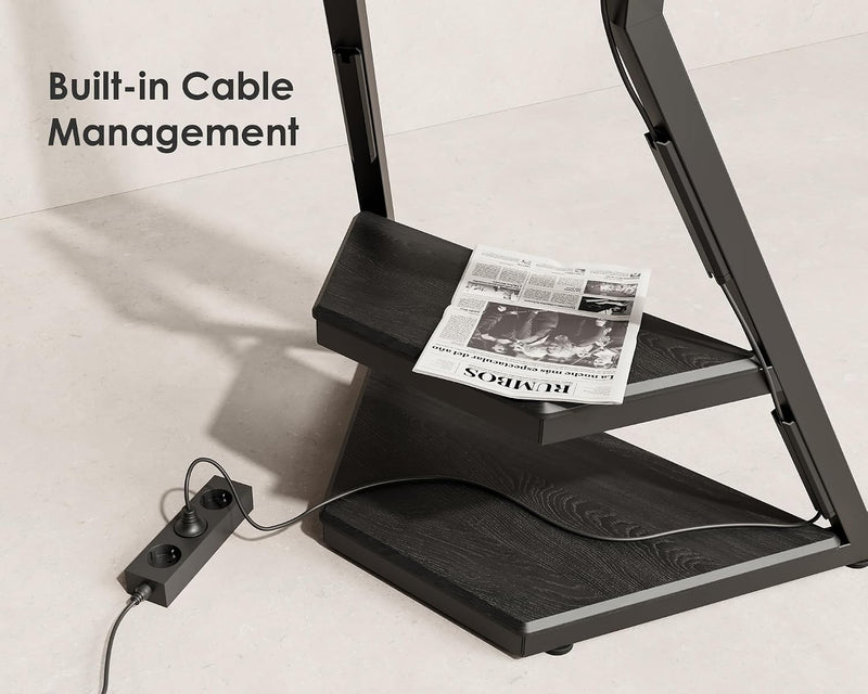 Mobile TV Stand on Wheels with 2 Shelves