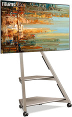 Mobile TV Stand on Wheels with 2 Shelves