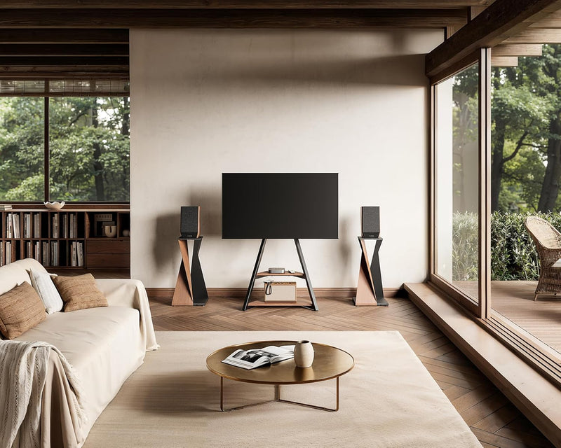 Mobile TV Stand on Wheels with 2 Shelves