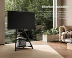 Mobile TV Stand on Wheels with 2 Shelves