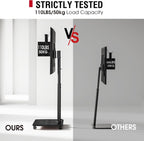 Mobile TV Stand on Wheels with Wooden Base