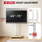 Mobile TV Stand on Wheels with Wooden Base
