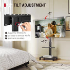 Mobile TV Stand on Wheels with Wooden Base