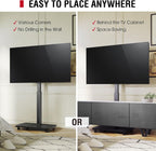 Mobile TV Stand on Wheels with Wooden Base