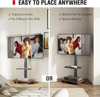 Mobile TV Stand on Wheels with Wooden Base