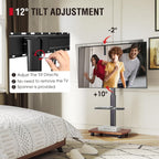 Mobile TV Stand on Wheels with Wooden Base