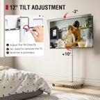 Mobile TV Stand on Wheels with Wooden Base