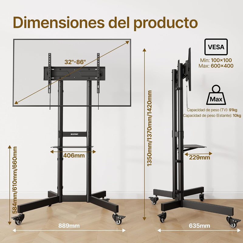 Mobile TV Stand Rollable 32-86 Inches