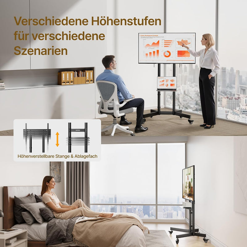 Mobile TV Stand Rollable 32-86 Inches