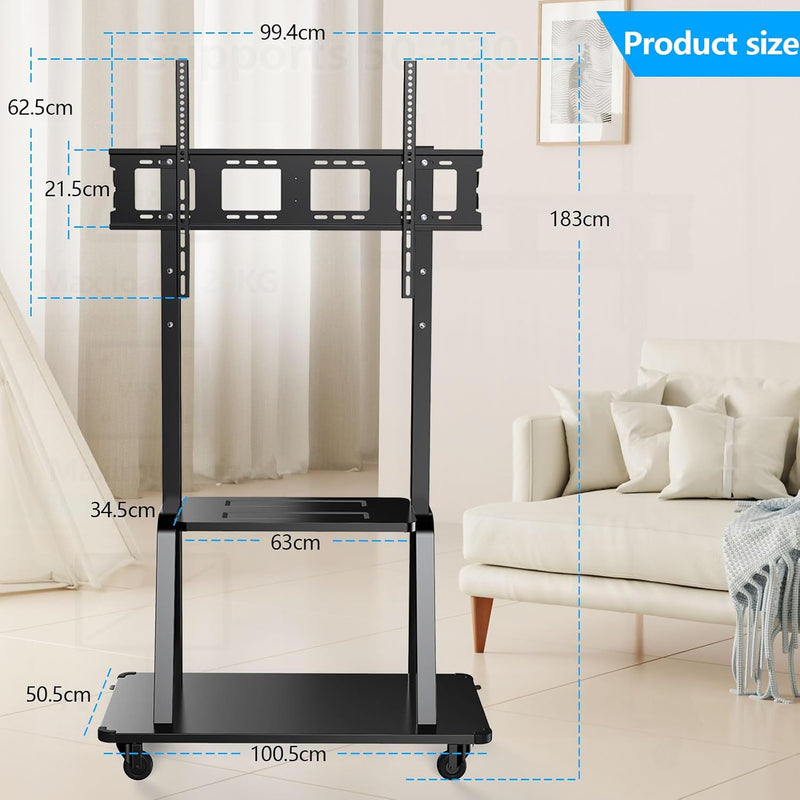 Mobile TV Stand with Casters 50-120 Inch Height