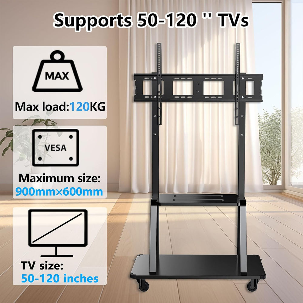 Mobile TV Stand with Casters 50-120 Inch Height