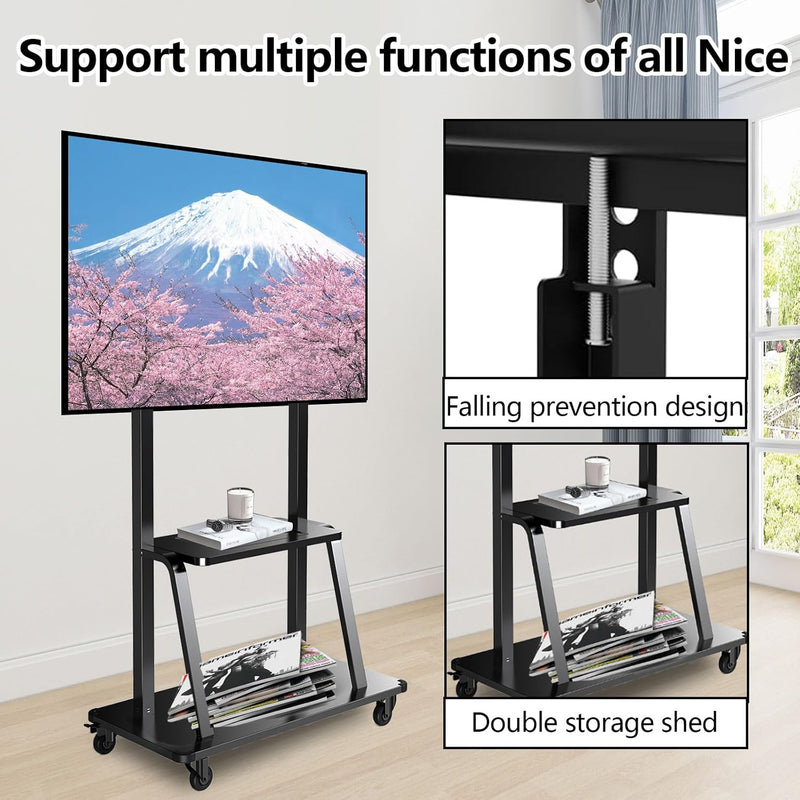 Mobile TV Stand with Casters 50-120 Inch Height