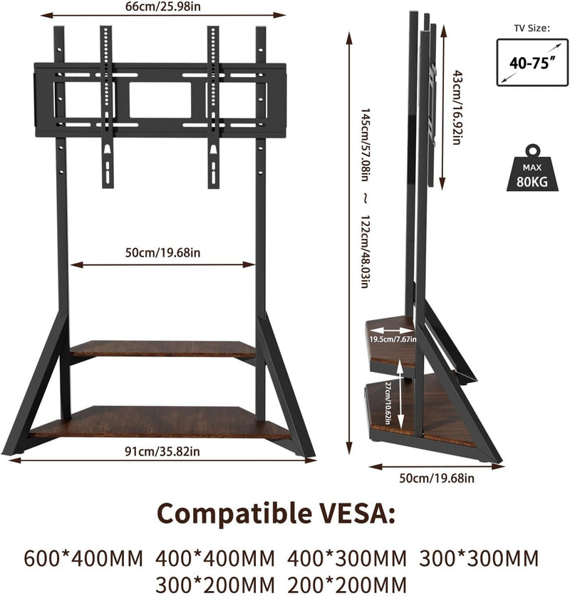 Mobile TV Stand with Wheels 65-100 Inch