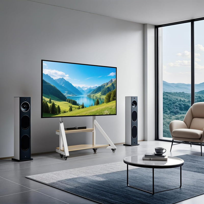 Mobile TV Stand with Wheels 65-100 Inch