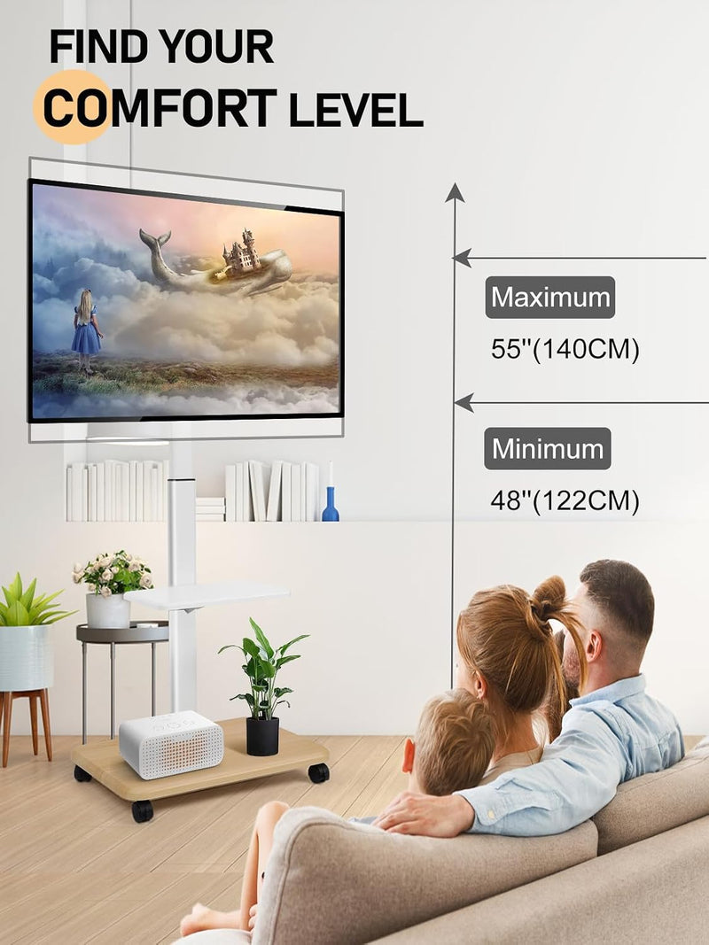 Mobile TV Stand with Wheels for 32-70 Inch