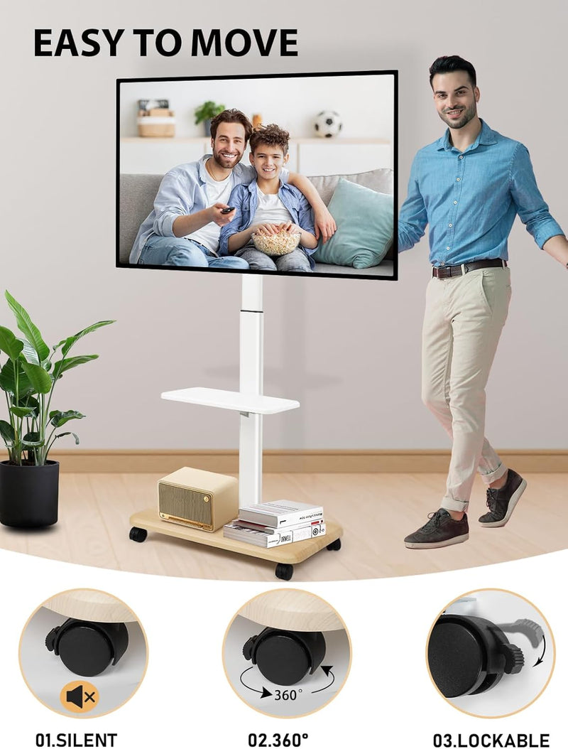 Mobile TV Stand with Wheels for 32-70 Inch