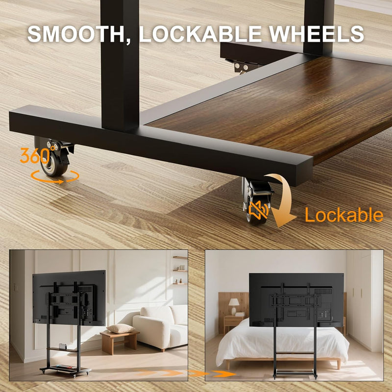 Mobile TV Stand Rolling Trolley with Wheels