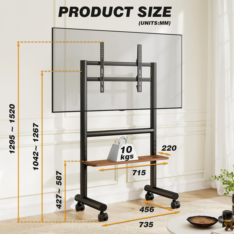 Mobile TV Stand with Wheels for 40-85 Inch