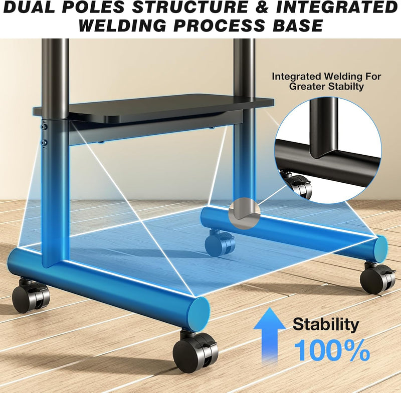 Mobile TV Stand with Wheels for 40-85 Inch