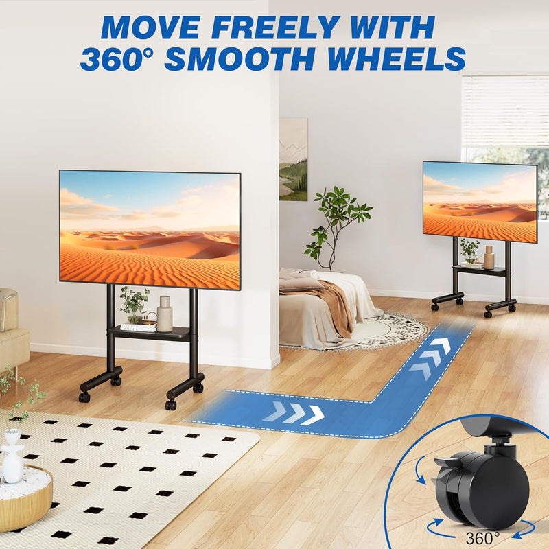 Mobile TV Stand with Wheels for 40-85 Inch