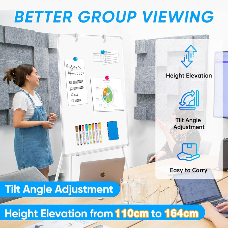 Mobile Whiteboard 60x90CM Magnetic Board with Stand Height