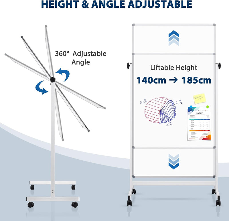 Mobile Whiteboard Magnetic Board with Stand Height