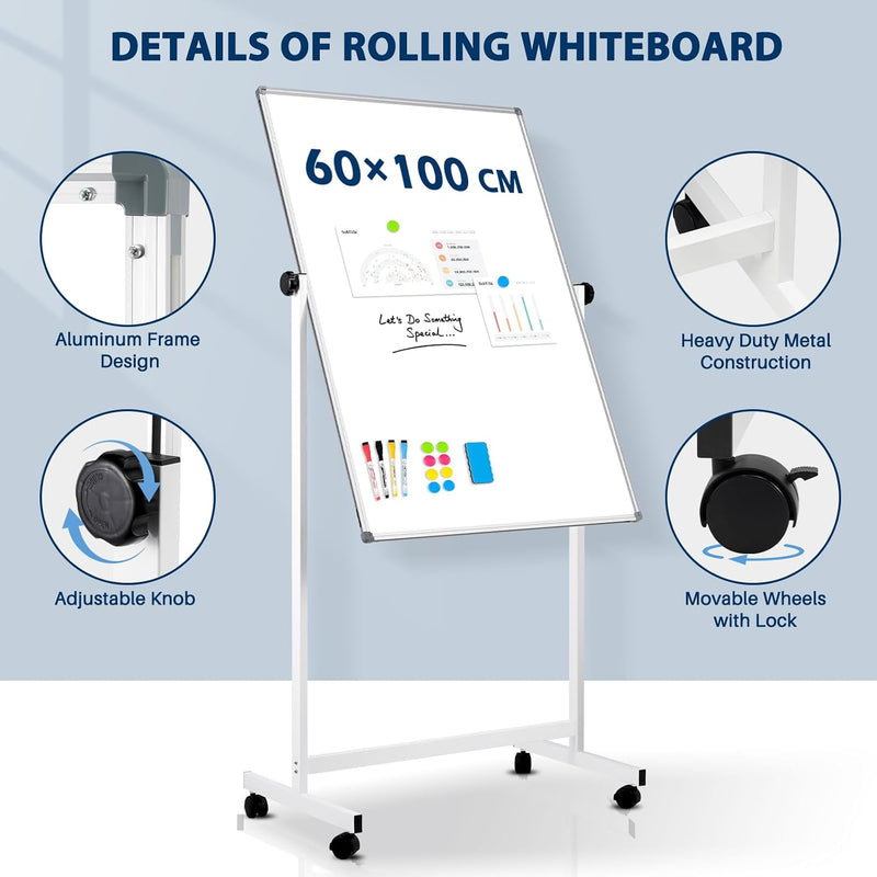 Mobile Whiteboard Magnetic Board with Stand Height