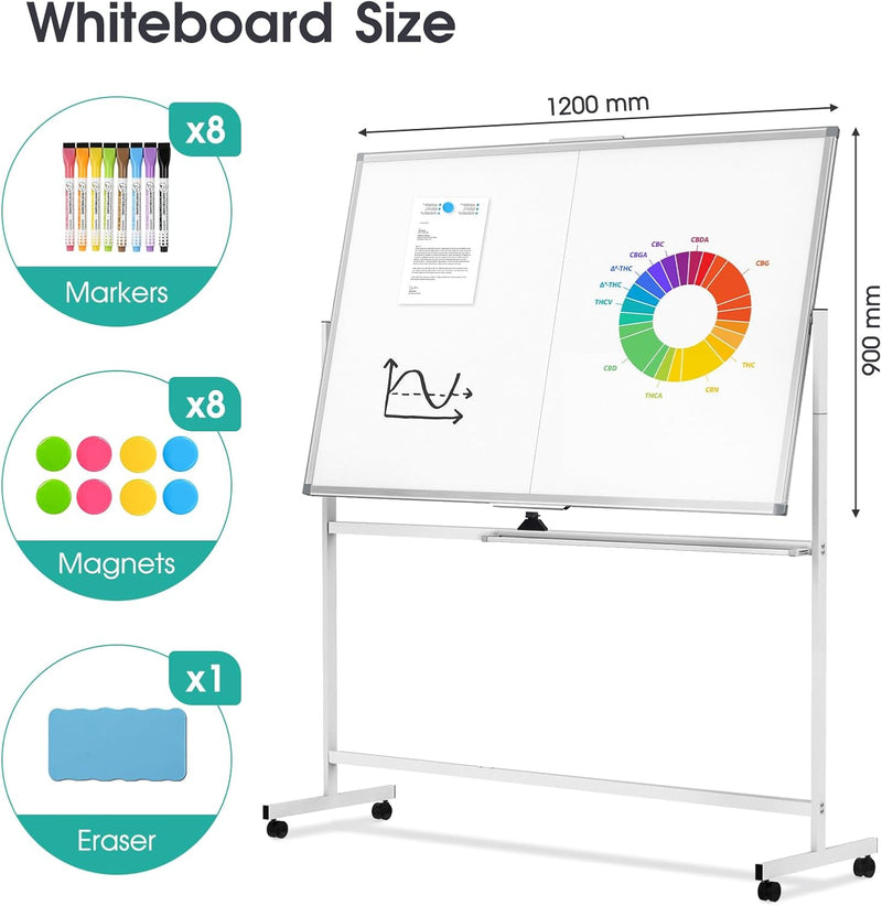 Mobile Whiteboard Magnetic Board with Stand Height